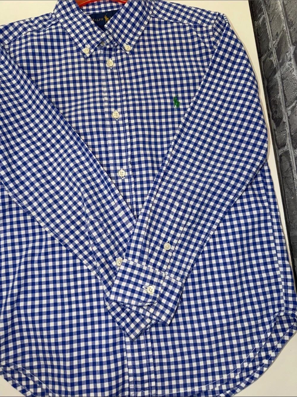 Ralph Lauren Boy's Blue and White Gingham Button-Down Shirt